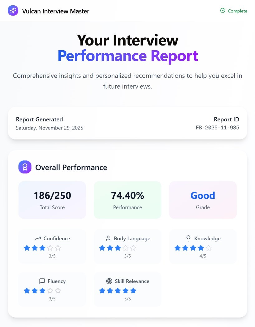 Vulcan Interview Master